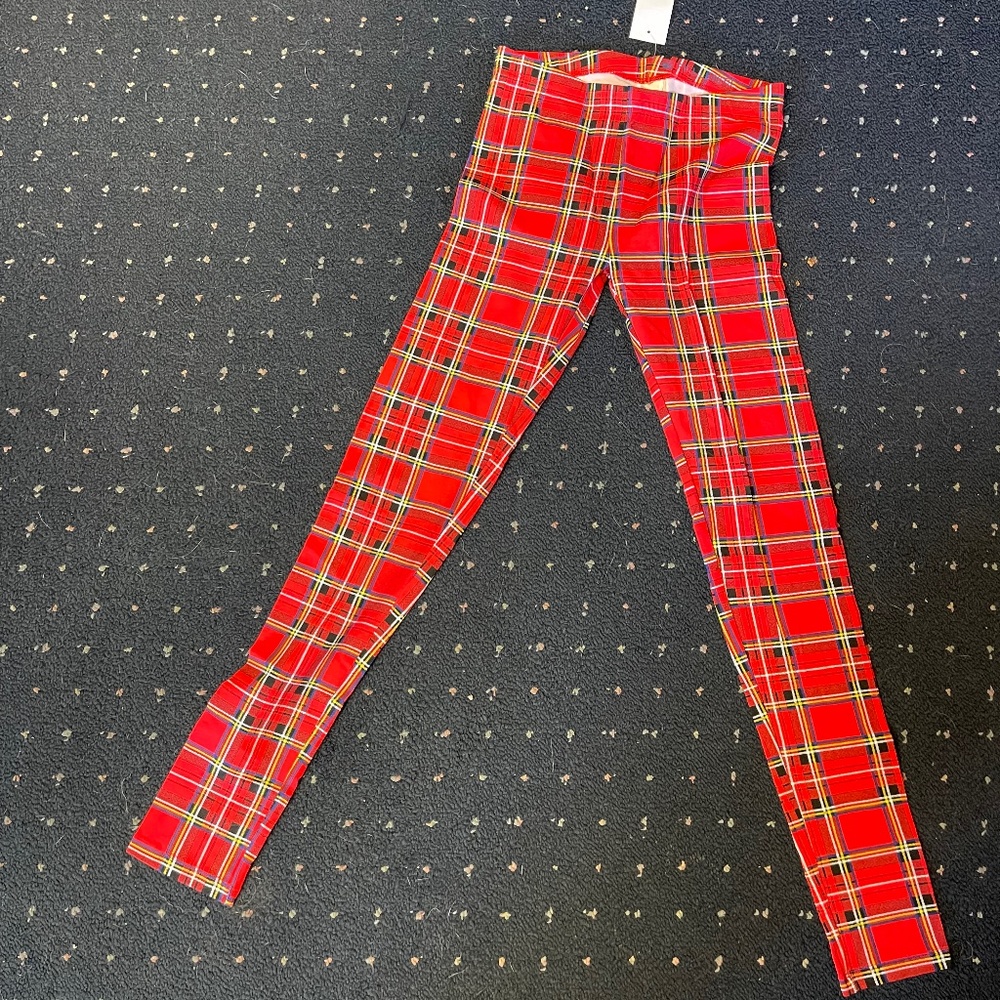 Brand NEW J CREW girls everyday leggings in red tartan size 14